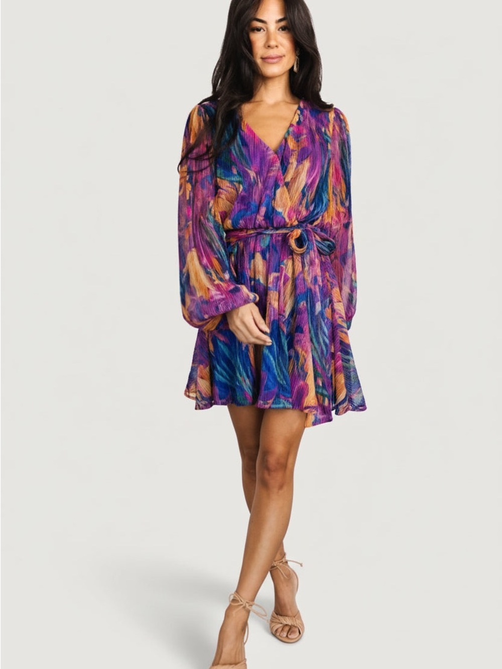 Baltic Born Rev Mini Dress Blue Multi Metallic Medium New